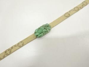 アンティーク　翡翠帯留め・正絹手組三分紐セット